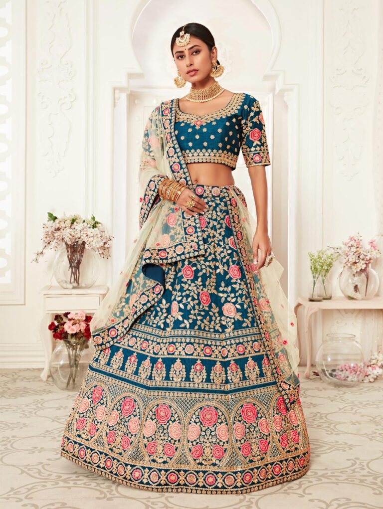 Blue embroidery lehenga choli