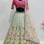 Gray Crop top lehenga choli