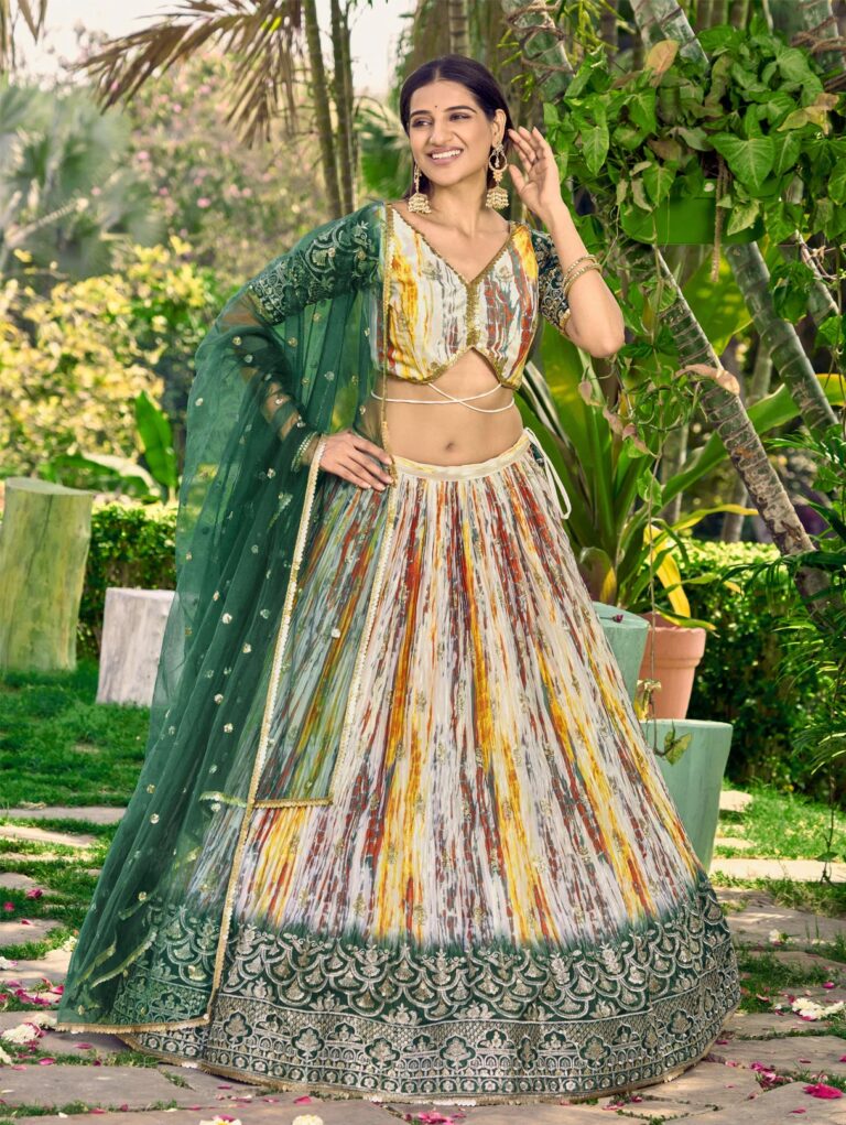 Green Printed lehenga choli