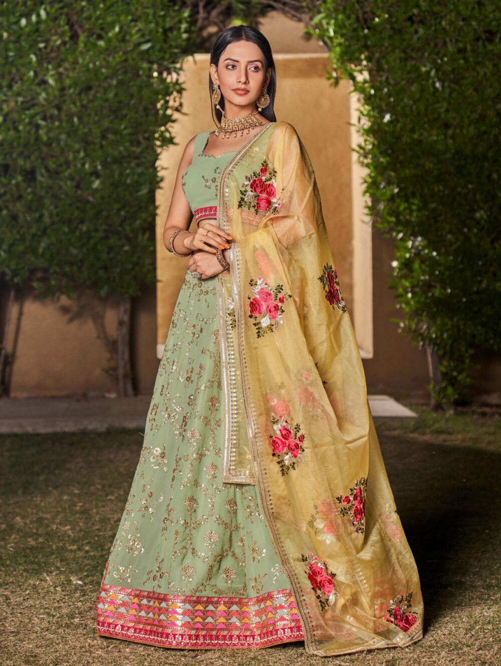 Light Green Engagement lehenga choli