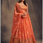 Orange crop top lehenga choli