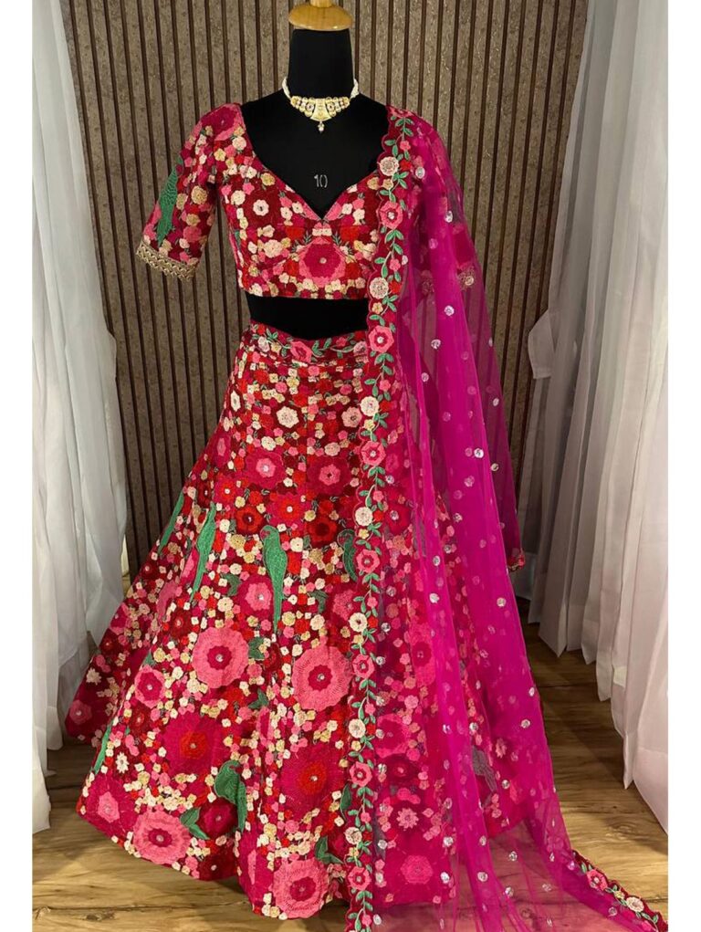 Pink Peacock design lehenga choli