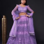Purple Crop top lehenga choli