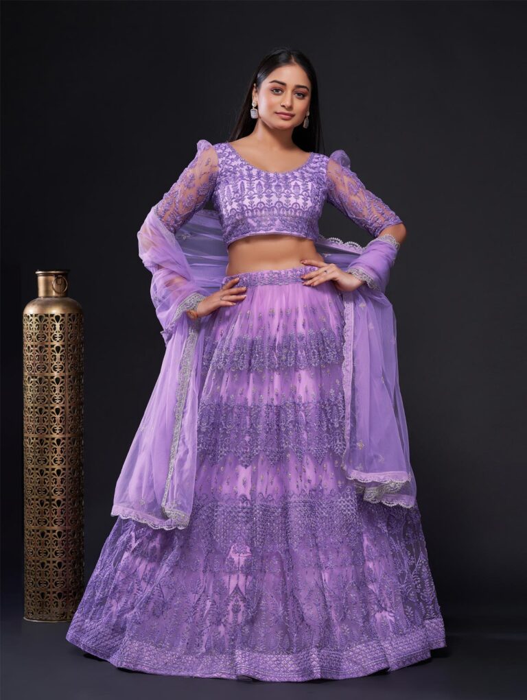 Purple Crop top lehenga choli