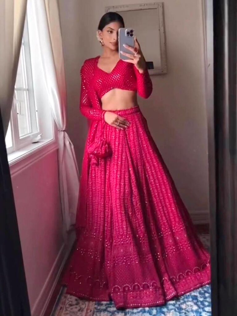 Red Partywear lehenga choli